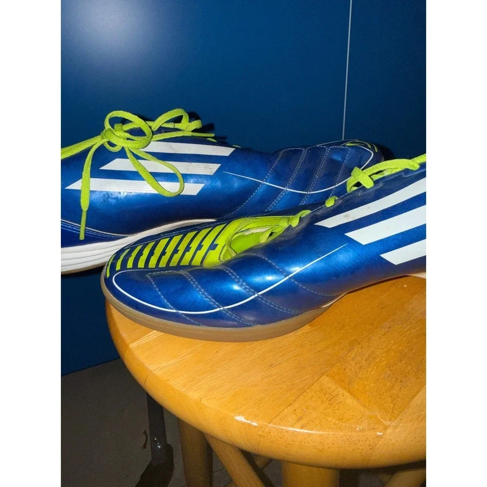 Adidas F50 Adizero Indoor Soccer Shoes Blue‎ Lime Green Adiprene Sneakers Mens